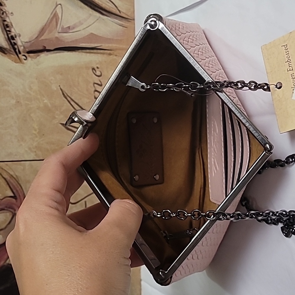 Patricia Nash Pink Quilted Leather Clutch with Chain - Picture 8 of 12